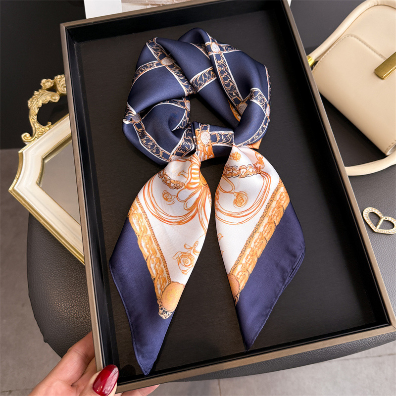 Blue Classic Chain Print Squar - Ascot Neck Scarf review and price