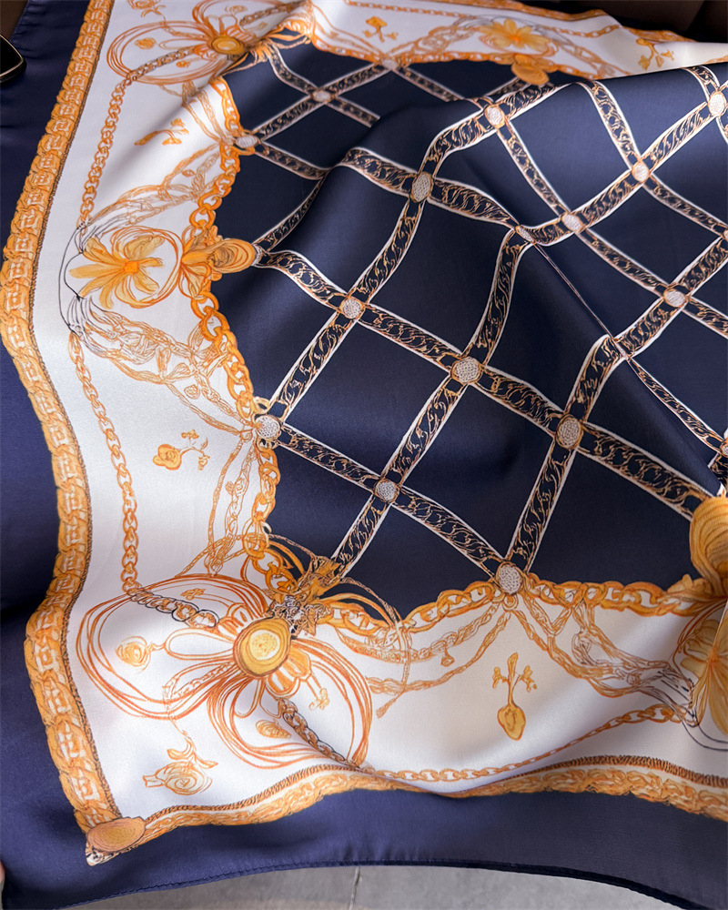 Blue Classic Chain Print Squar - Ascot Neck Scarf review and price