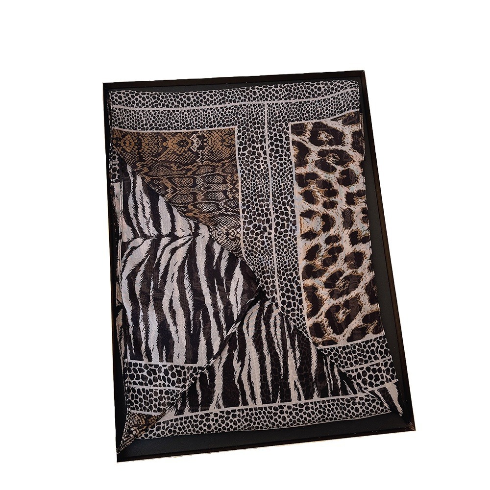 Leopard Small Long Silk Scarf  - Ascot Neck Scarf review and price