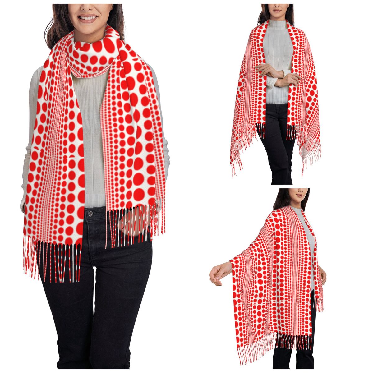 Red Infinity Polka Dots Scarf  - Infinity Scarf Knit review and price