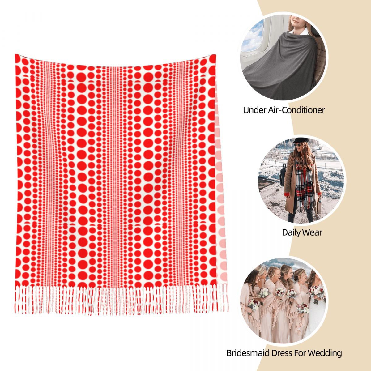 Red Infinity Polka Dots Scarf  - Infinity Scarf Knit review and price