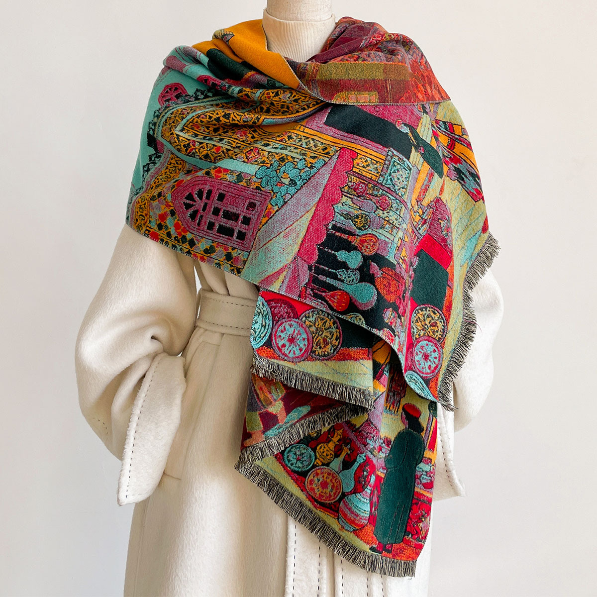 Women Imitation Cashmere Scarf - Woven Scarf Blanket review and price
